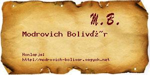Modrovich Bolivár névjegykártya
